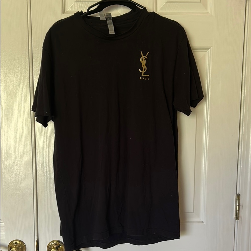 Yves Saint Laurent UNISEX Black T-Shirt with Gold Logo Size SMALL - Picture 3 of 5